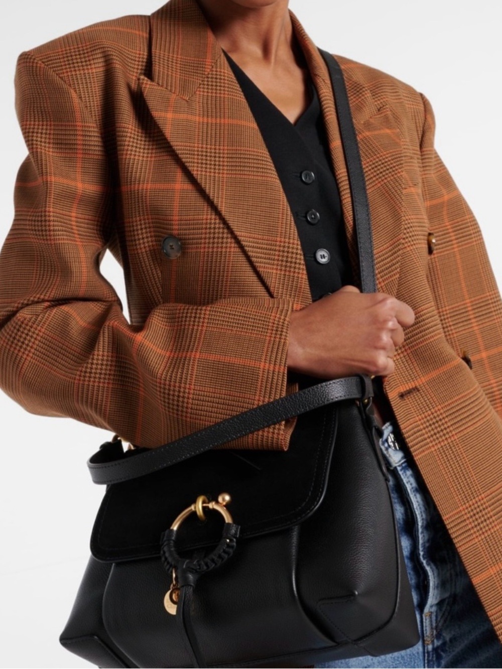 See By Chloe Black Leather Ring-Detail Crossbody Bag - Picture 10 of 11